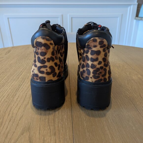Skechers Leopard Print Teen Spirit Ankle Boots - Picture 4 of 6